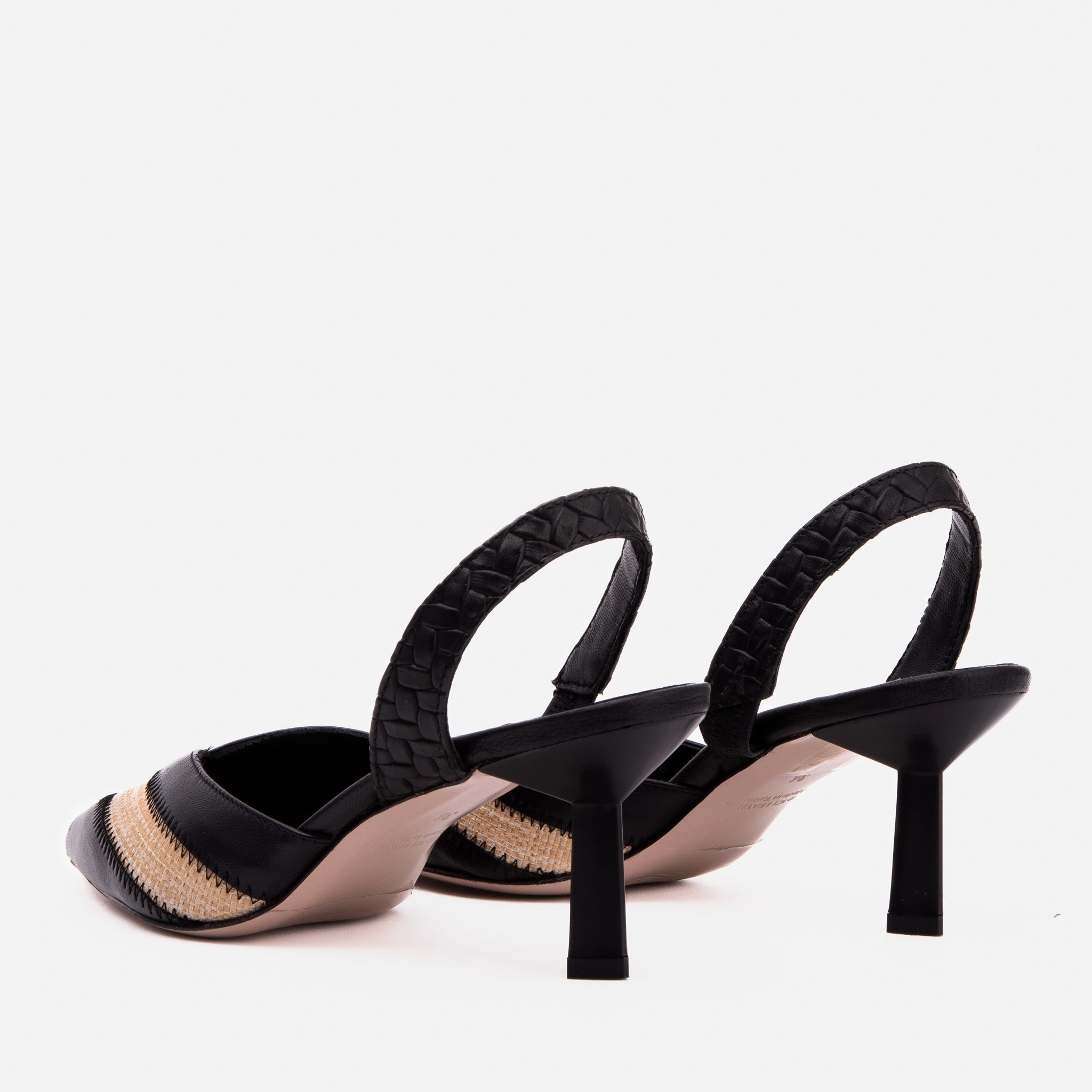 The Riviera Black & Raffia Slingback Women  Sandal Structured Design