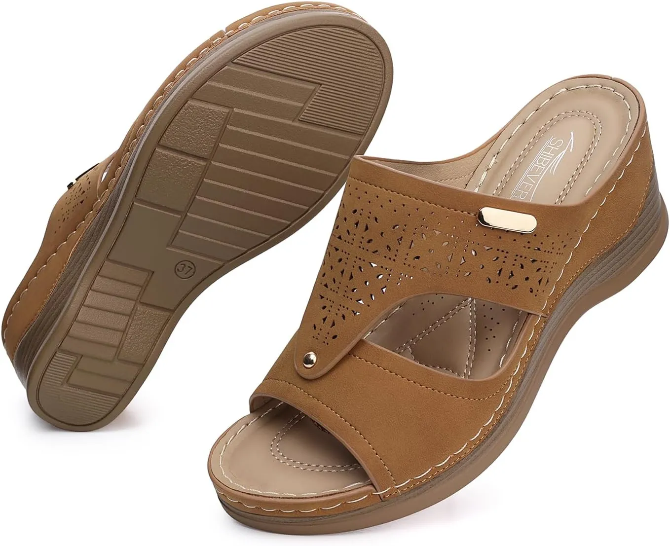 SHIBEVER Wedge Sandals Women Summer: Comfortable Open Toe Dressy Platform Sandal Shoes