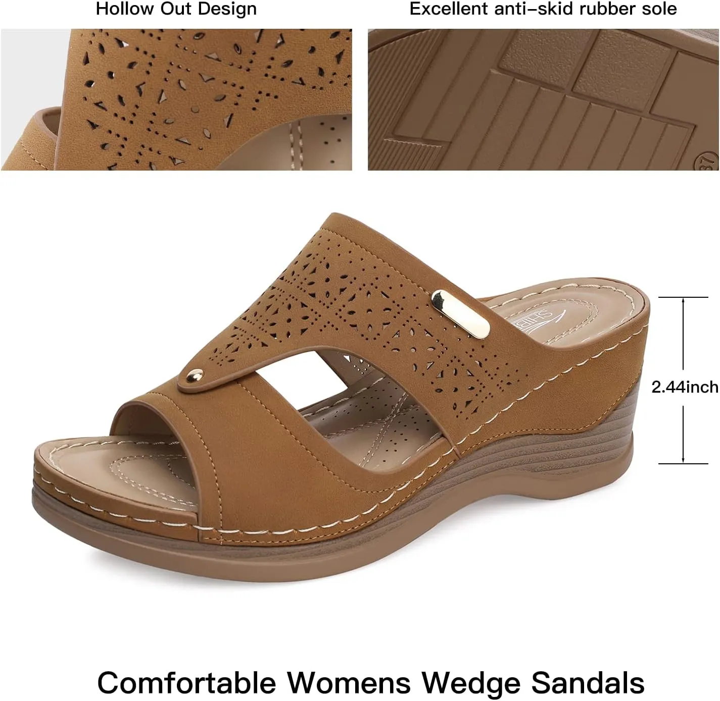 SHIBEVER Wedge Sandals Women Summer: Comfortable Open Toe Dressy Platform Sandal Shoes