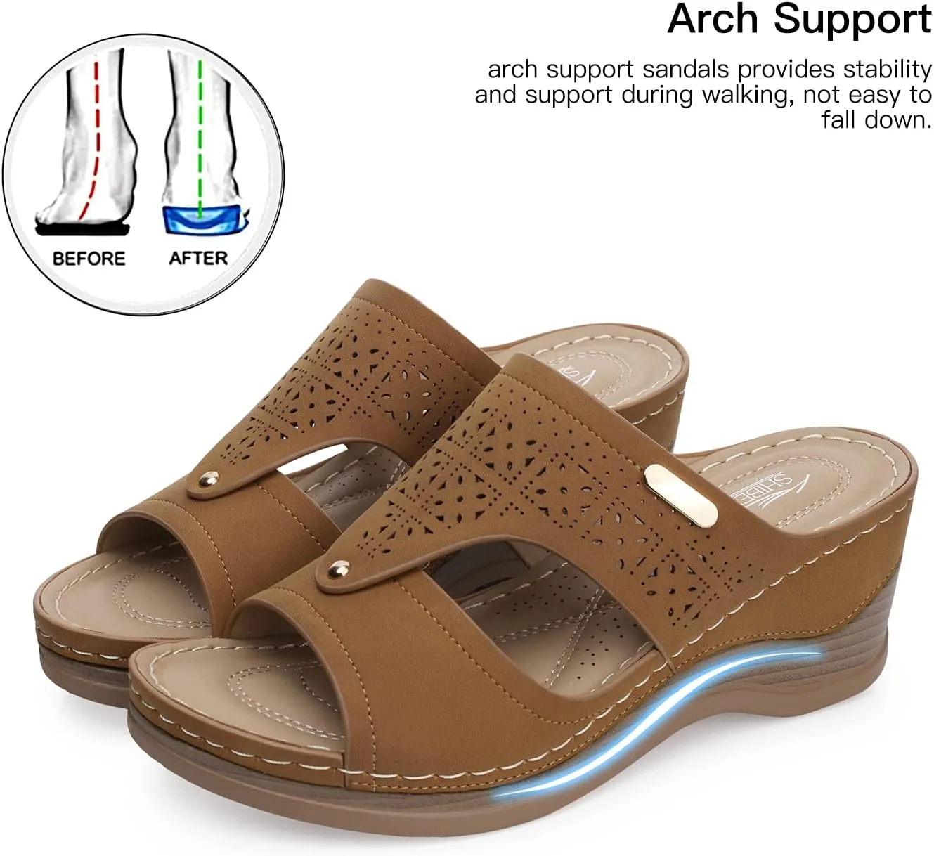 SHIBEVER Wedge Sandals Women Summer: Comfortable Open Toe Dressy Platform Sandal Shoes