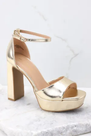 Shine Over Gold Ankle Strap Heels