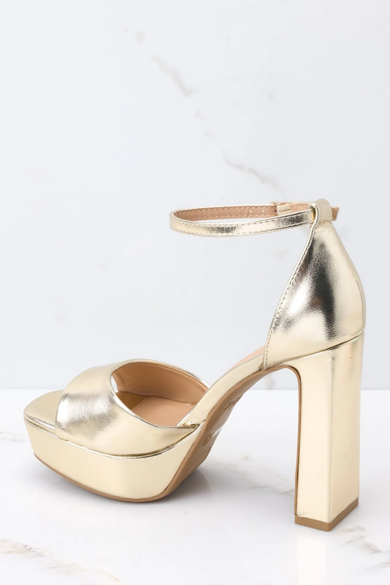 Shine Over Gold Ankle Strap Heels