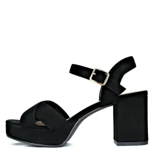 Glam Heels Chunky Heel Platform Sandal (BLACK)