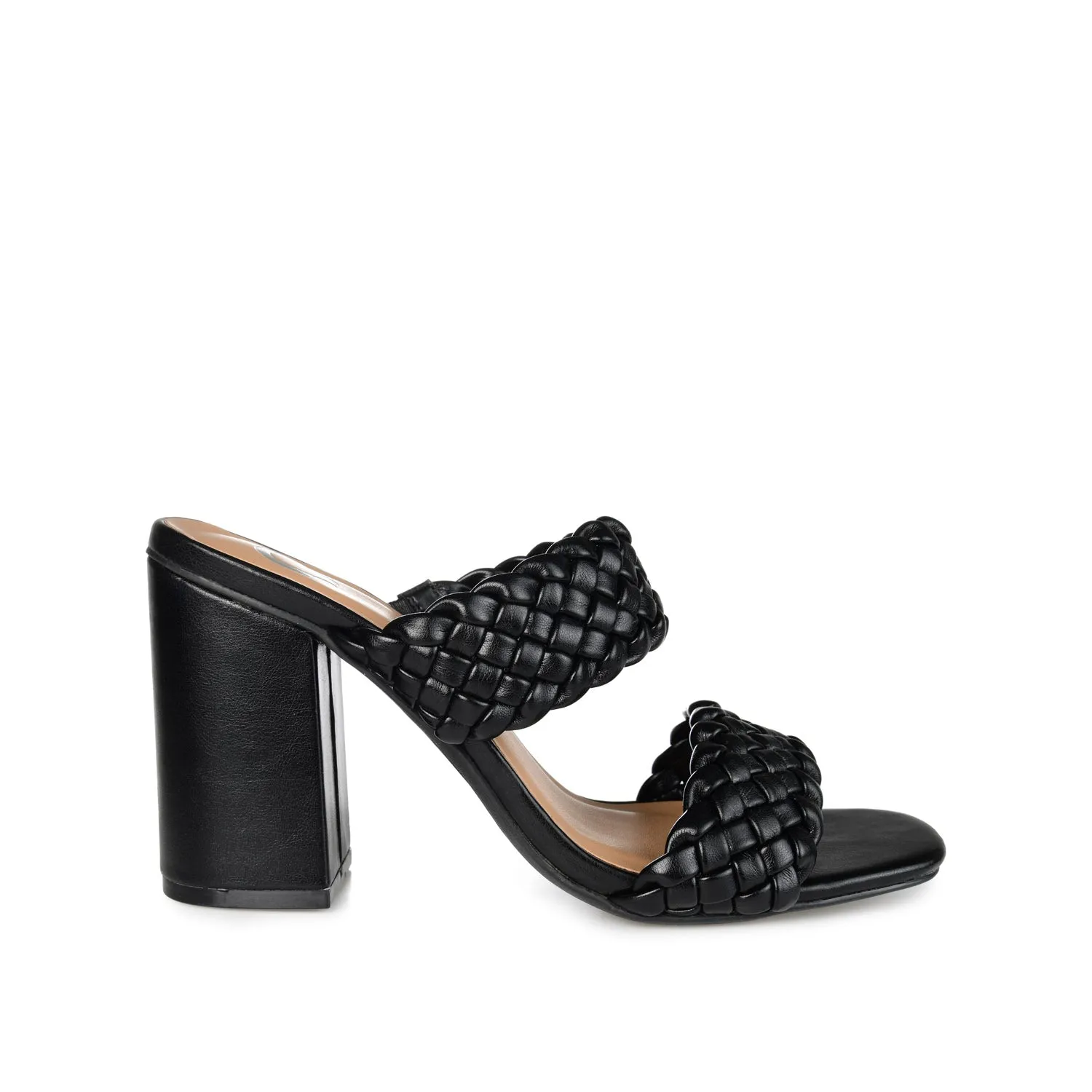 MELISSA MULE BLOCK HEELS IN VEGAN LEATHER Open Cut Iconic Shape