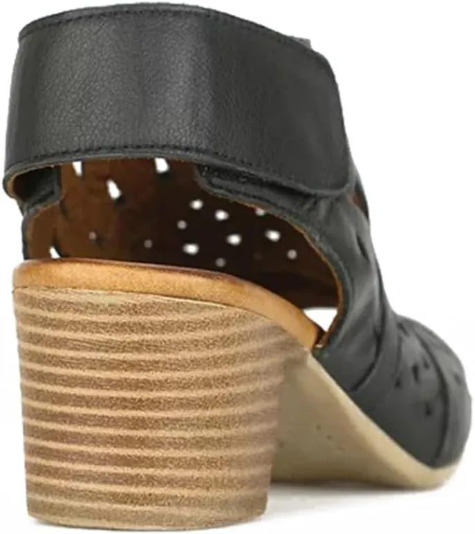 SHODENSE Women's Caged Sandals Open Peep Round Toe Chunky Stacked Heel Sandal Booties Cut-out Ankle Strap Heeled Dress Sandal Hook & Loop Slingback Pumps Hollowed Backless Summer Shoes Retro 4-11 M US