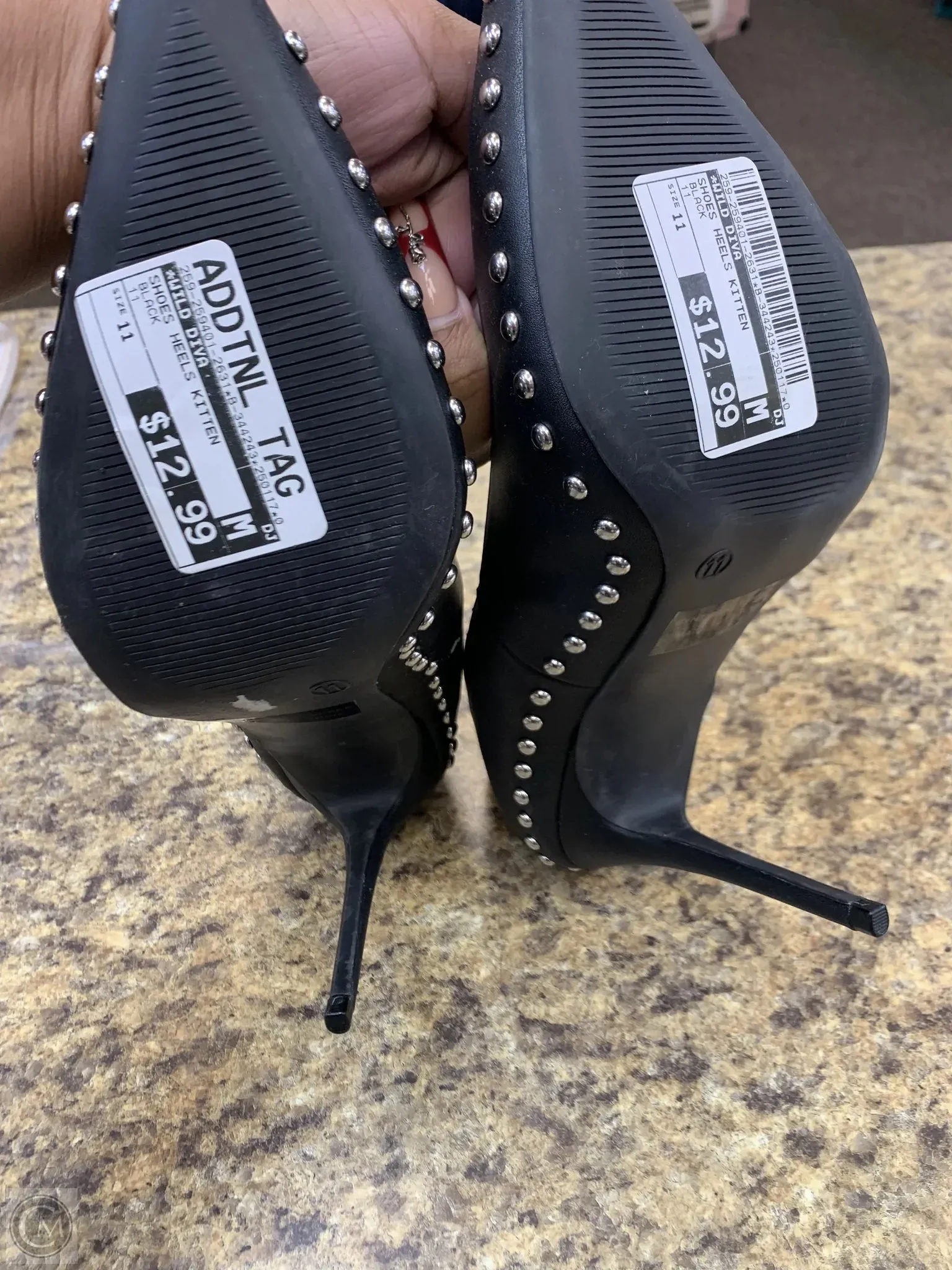 Shoes Heels Kitten By Wild Diva In Black, Size: 11