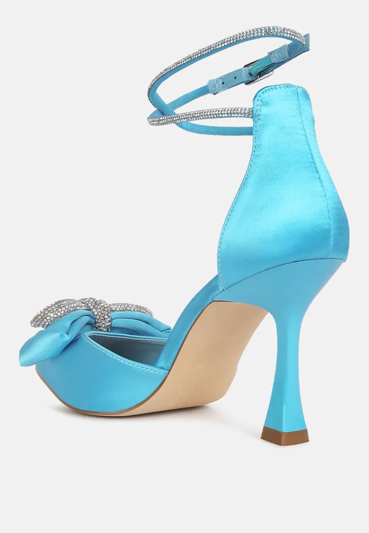 shoeverse satin stiletto heels with embellished bow
