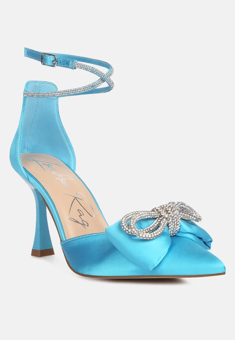 shoeverse satin stiletto heels with embellished bow