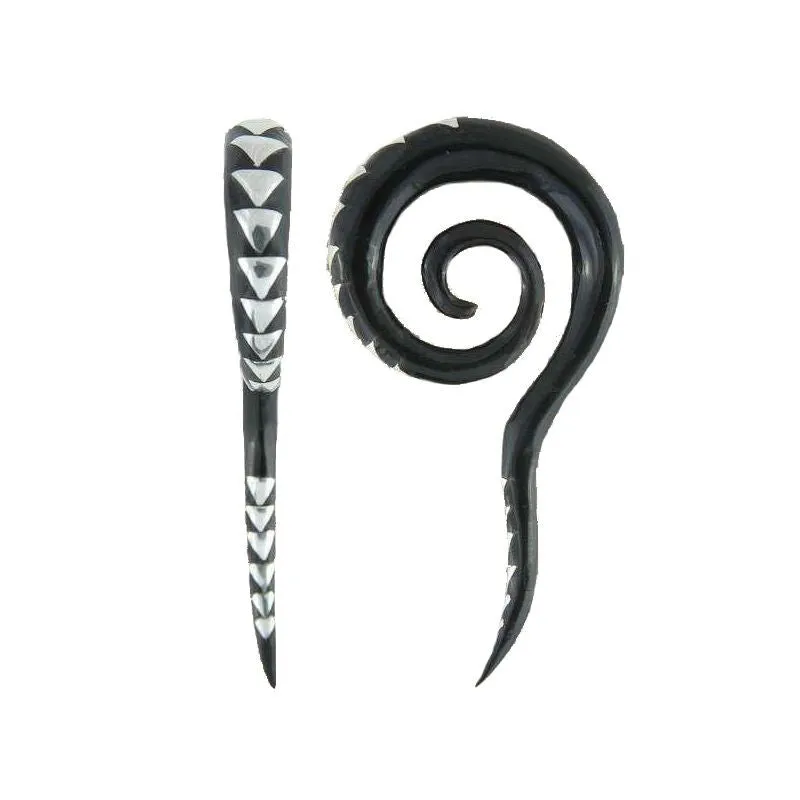 Silver Chevron Spiral Hook Gauges