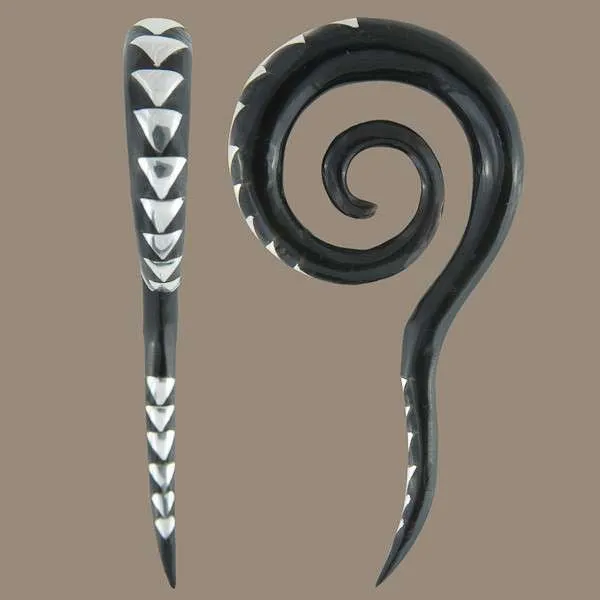 Silver Chevron Spiral Hook Gauges