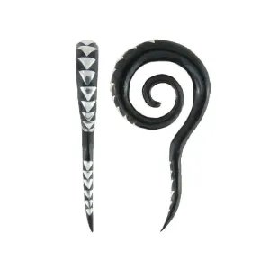 Silver Chevron Spiral Hook Gauges