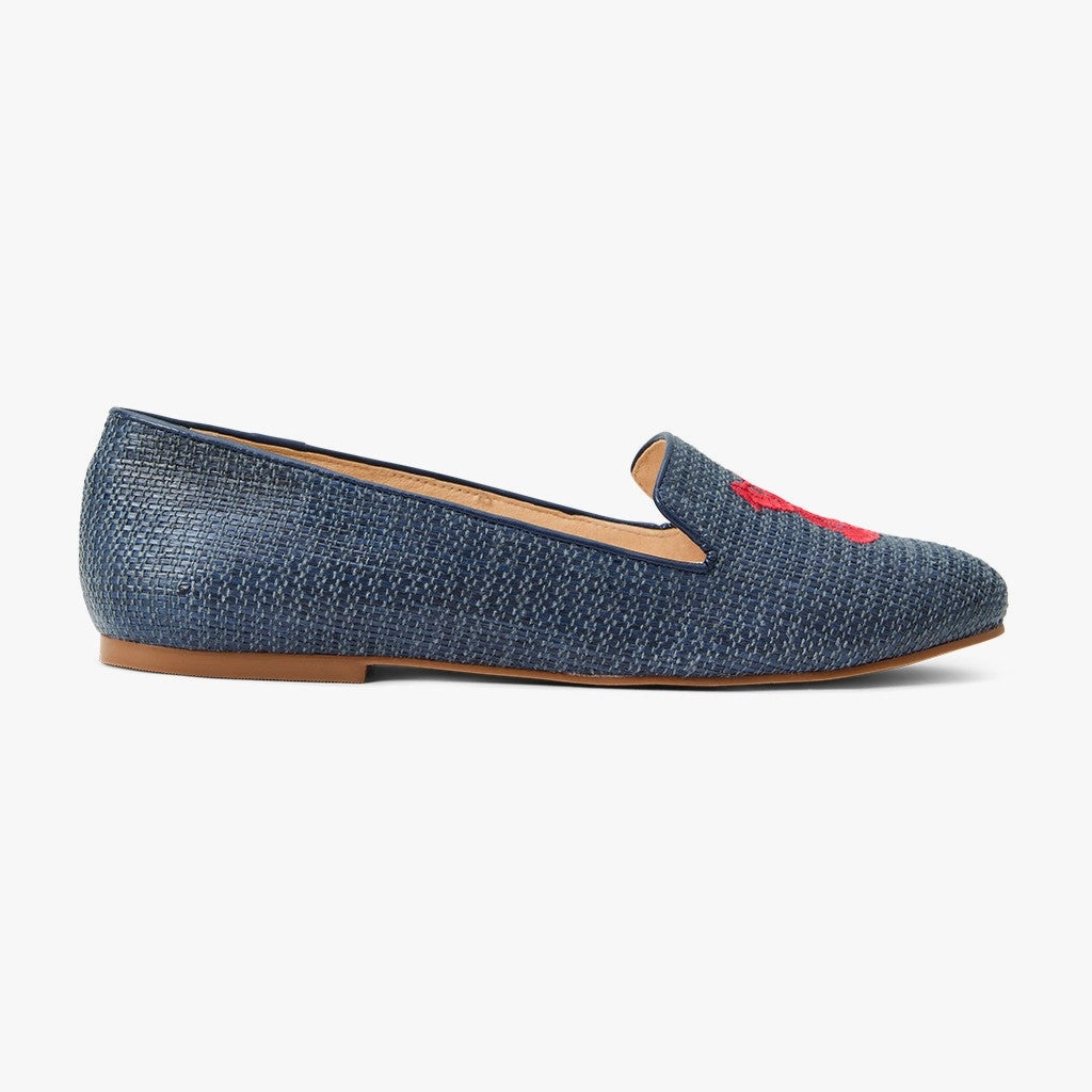 High Glow Marina Walk Jacks Raffia Embroidered Lobster Loafer