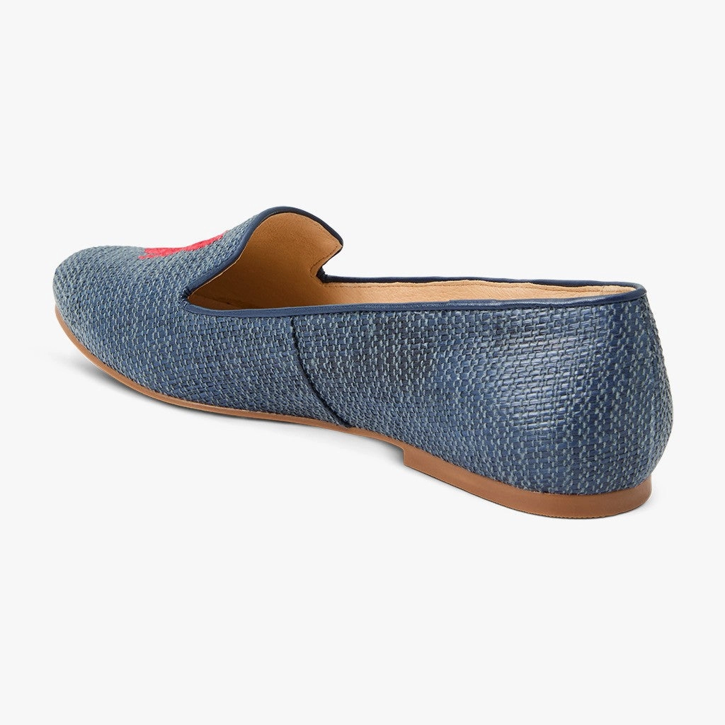 Modern Marina Step Jacks Raffia Embroidered Lobster Loafer