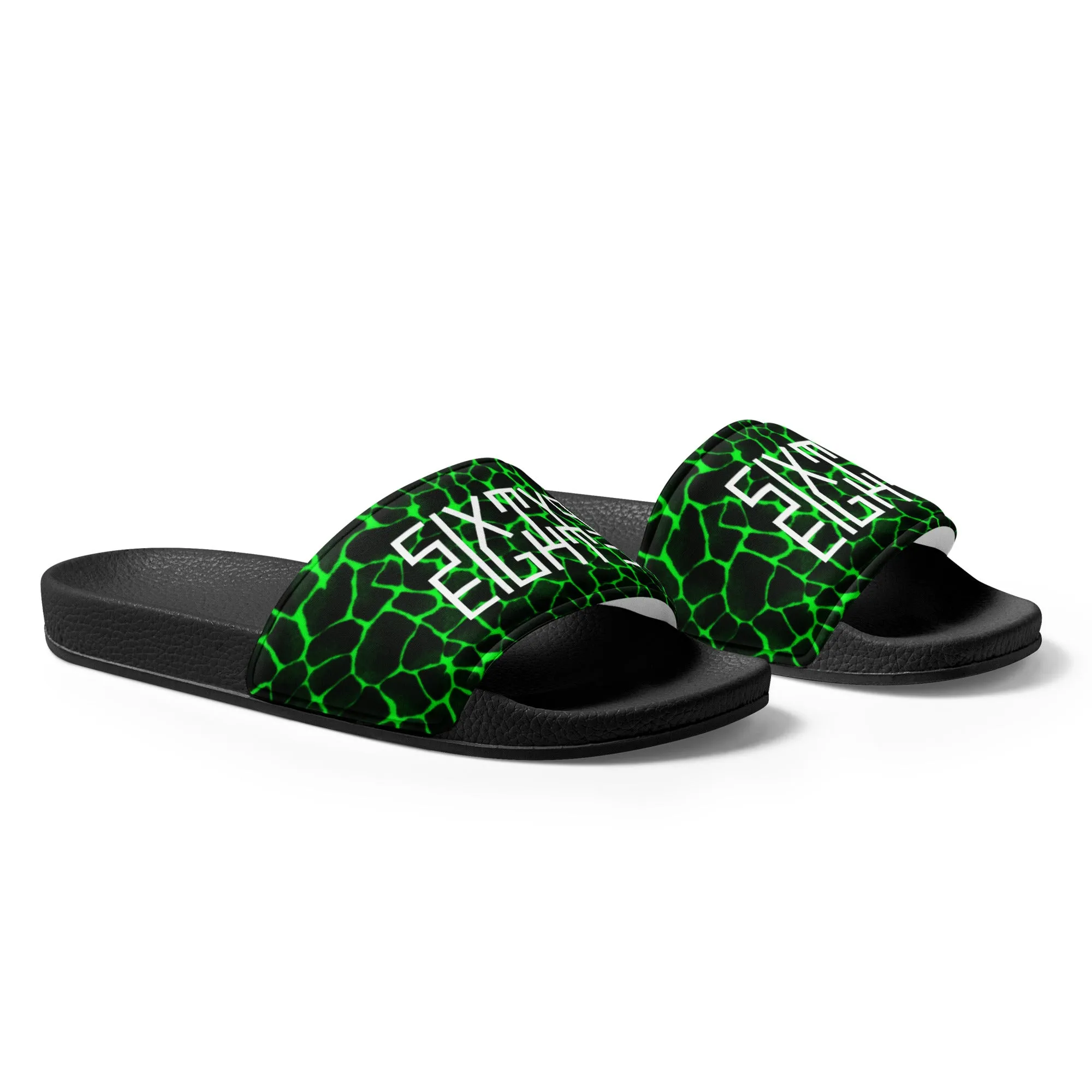 Sixty Eight 93 Logo White Boa Black Lime Men's Slides
