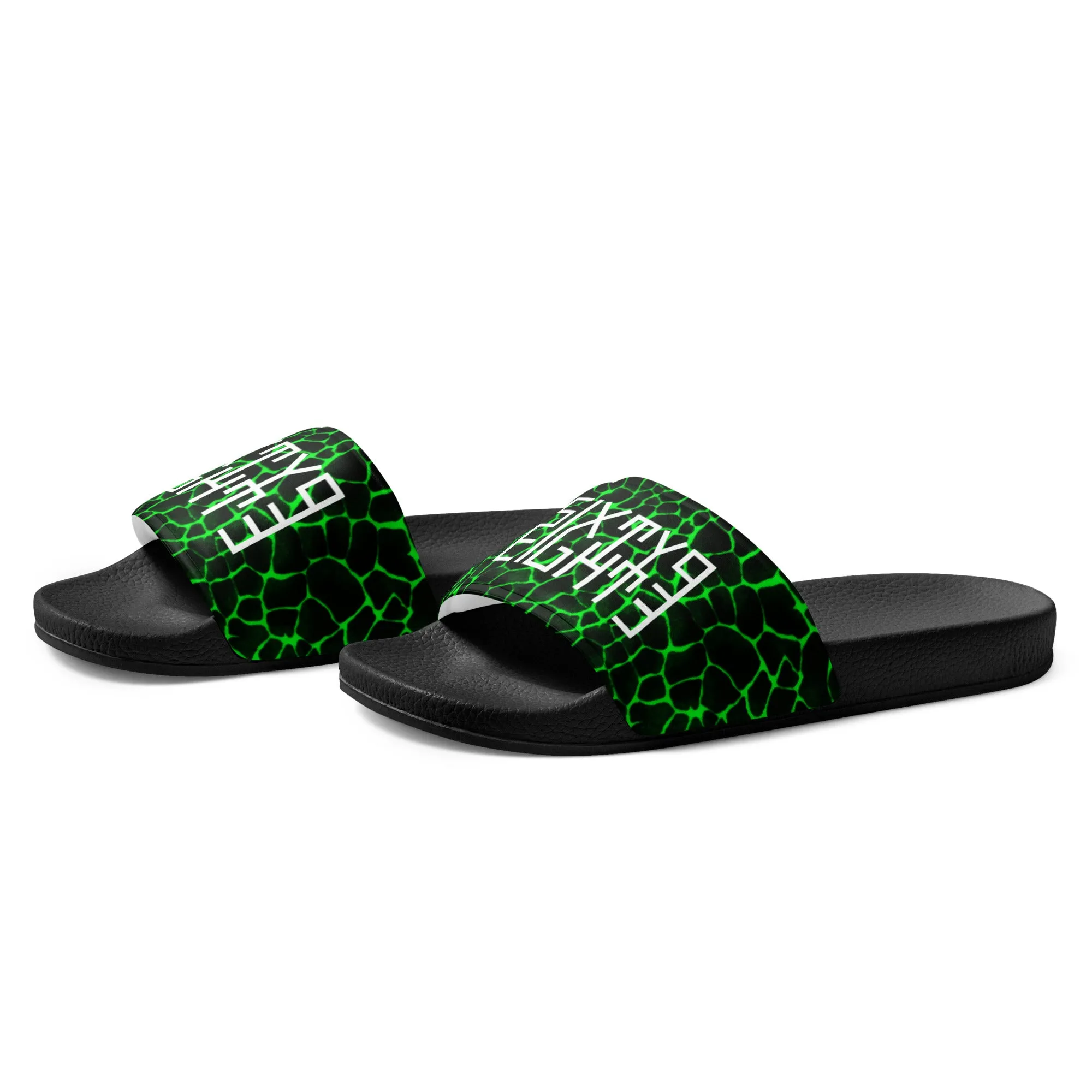 Sixty Eight 93 Logo White Boa Black Lime Men's Slides