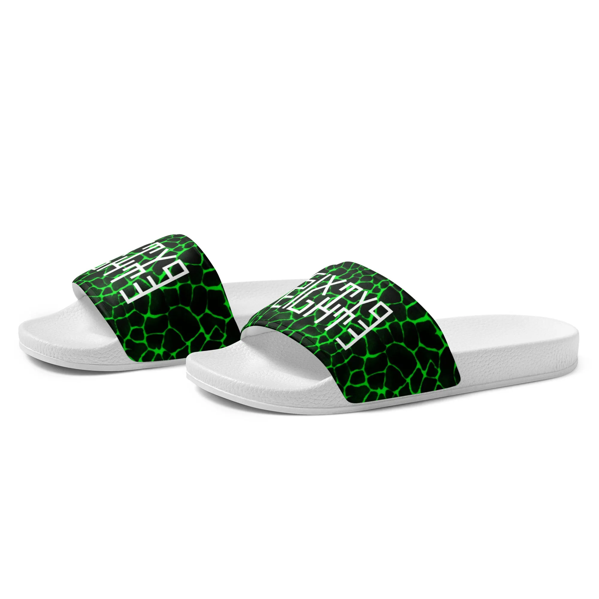Sixty Eight 93 Logo White Boa Black Lime Men's Slides