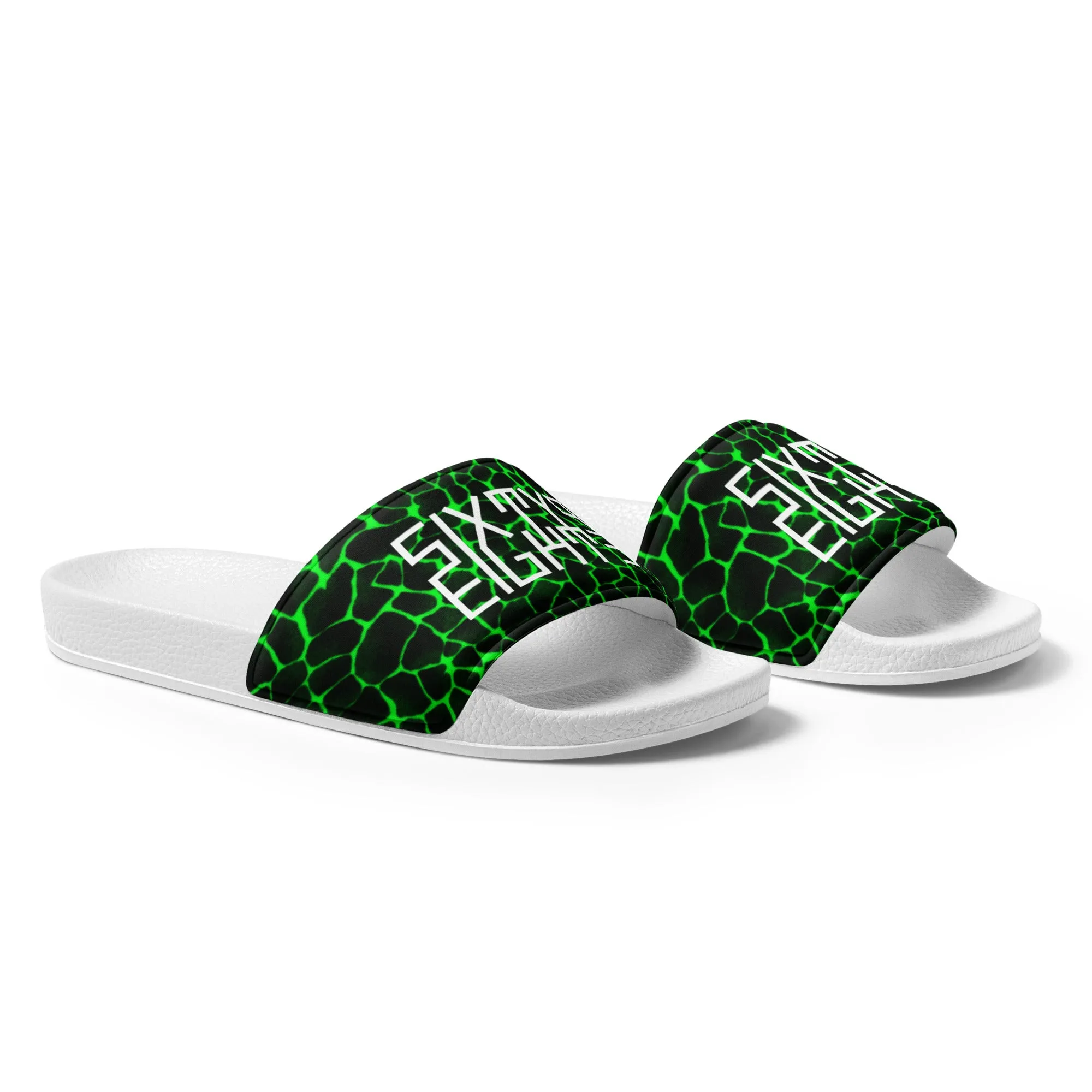 Sixty Eight 93 Logo White Boa Black Lime Men's Slides