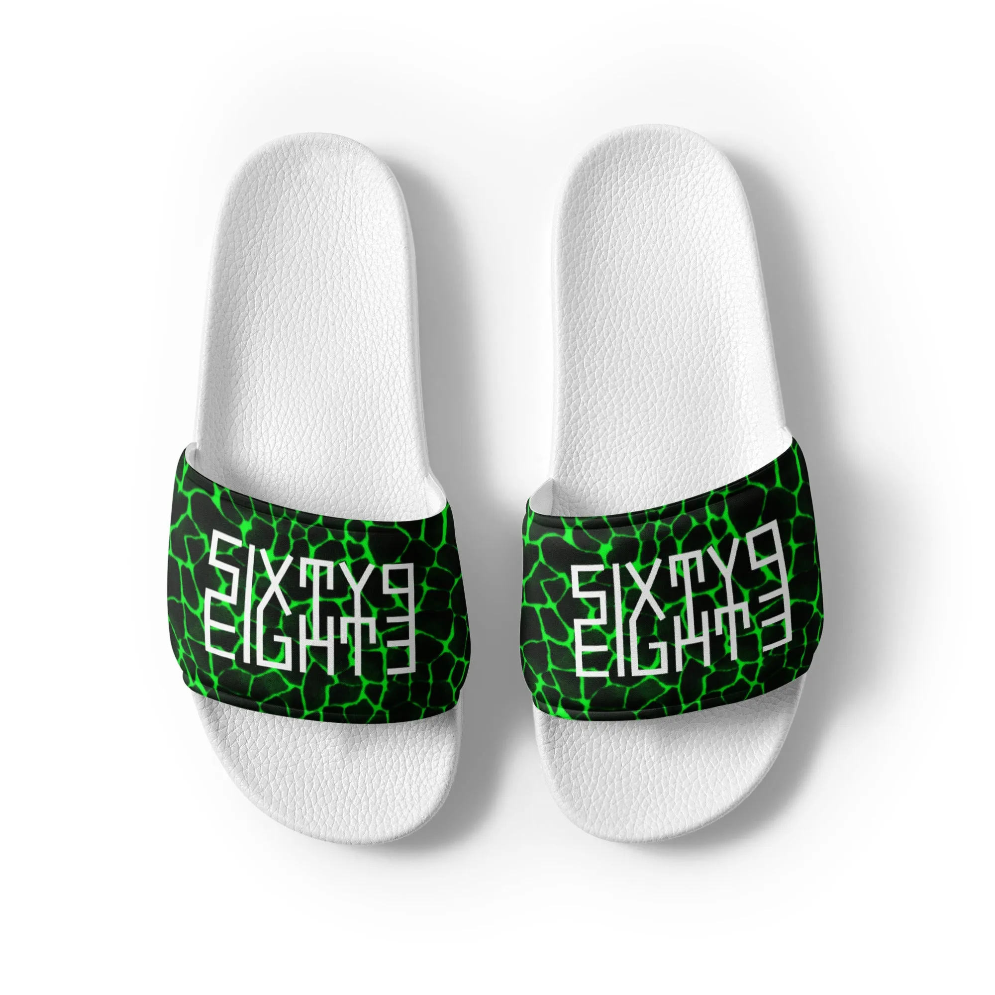 Sixty Eight 93 Logo White Boa Black Lime Men's Slides
