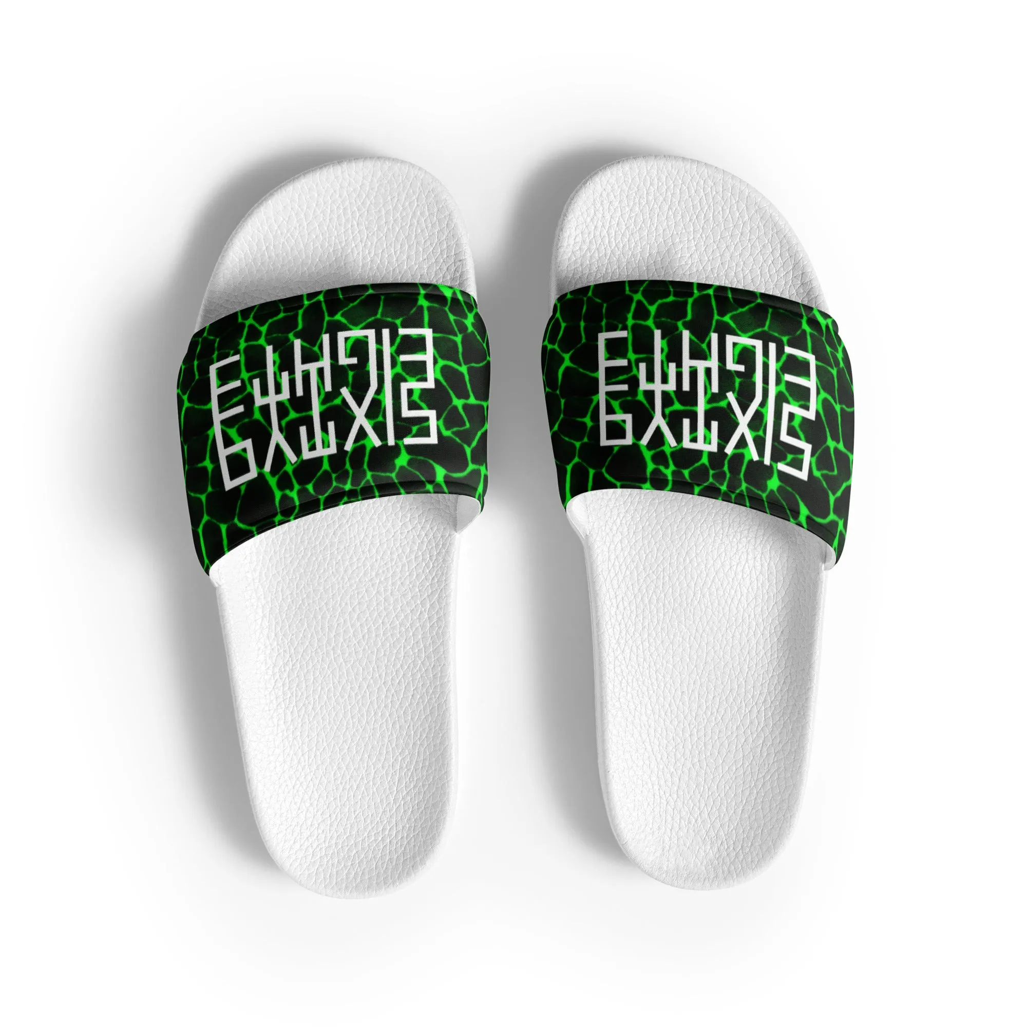 Sixty Eight 93 Logo White Boa Black Lime Men's Slides