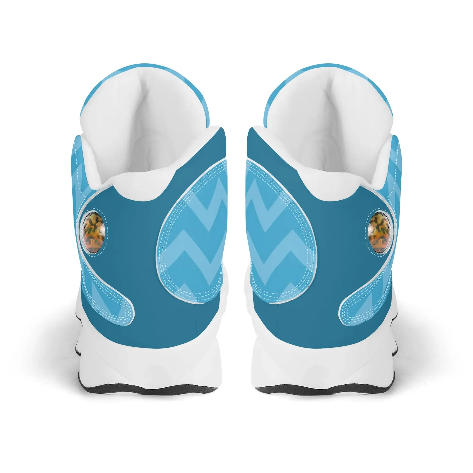 Skate shoe | High Top Sneakers | PU Vegan Leather Basketball shoes | Anime Slayer of Demon | Blue Zigzag Pattern