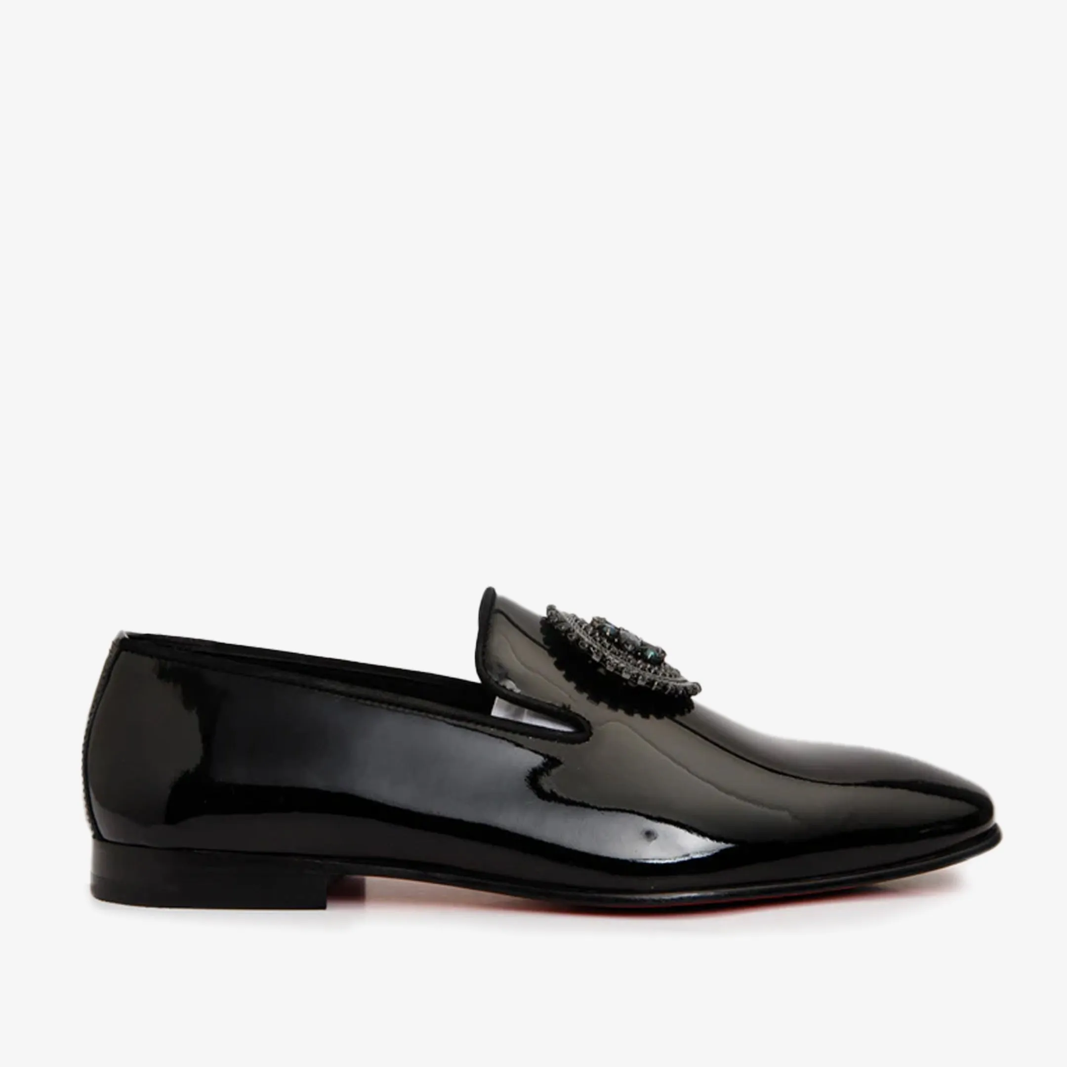 The Pombe Black Patent Leather Dress Slip-on Loafer Men  Shoe Shiny Finish Cushioned Insole Technology