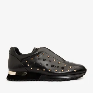 Dynamic Heel Cup Lace Free Fastenings The Infanta Black Spike Leather Men  Sneaker Limited Edition
