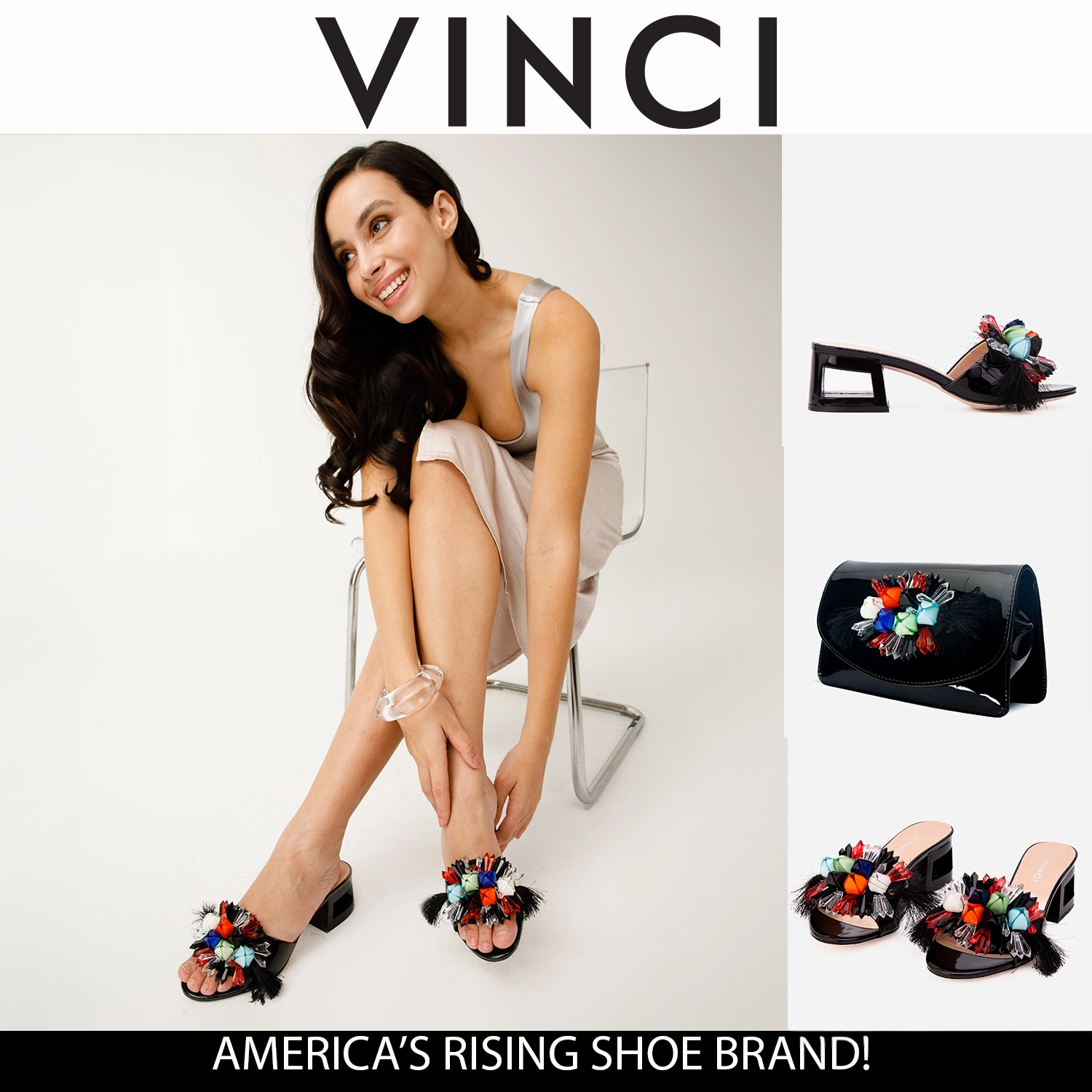 The Vigo Black Leather Block Heel Women Sandal Durable Rubber Retro