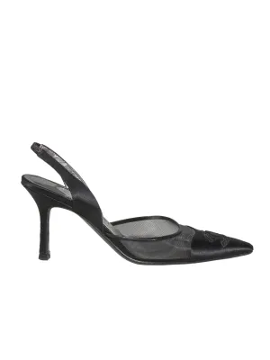 Slingback Satin & Mesh Pumps