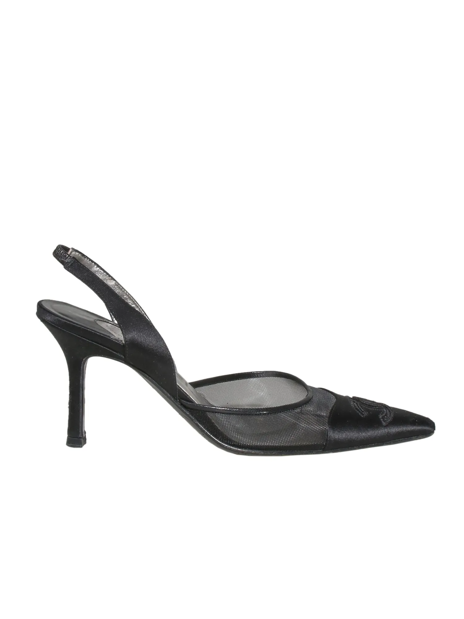 Slingback Satin & Mesh Pumps