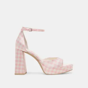 Wedding Pumps PANDRO X BYRDIE GOLF HEELS PINK PLAID GINGHAM