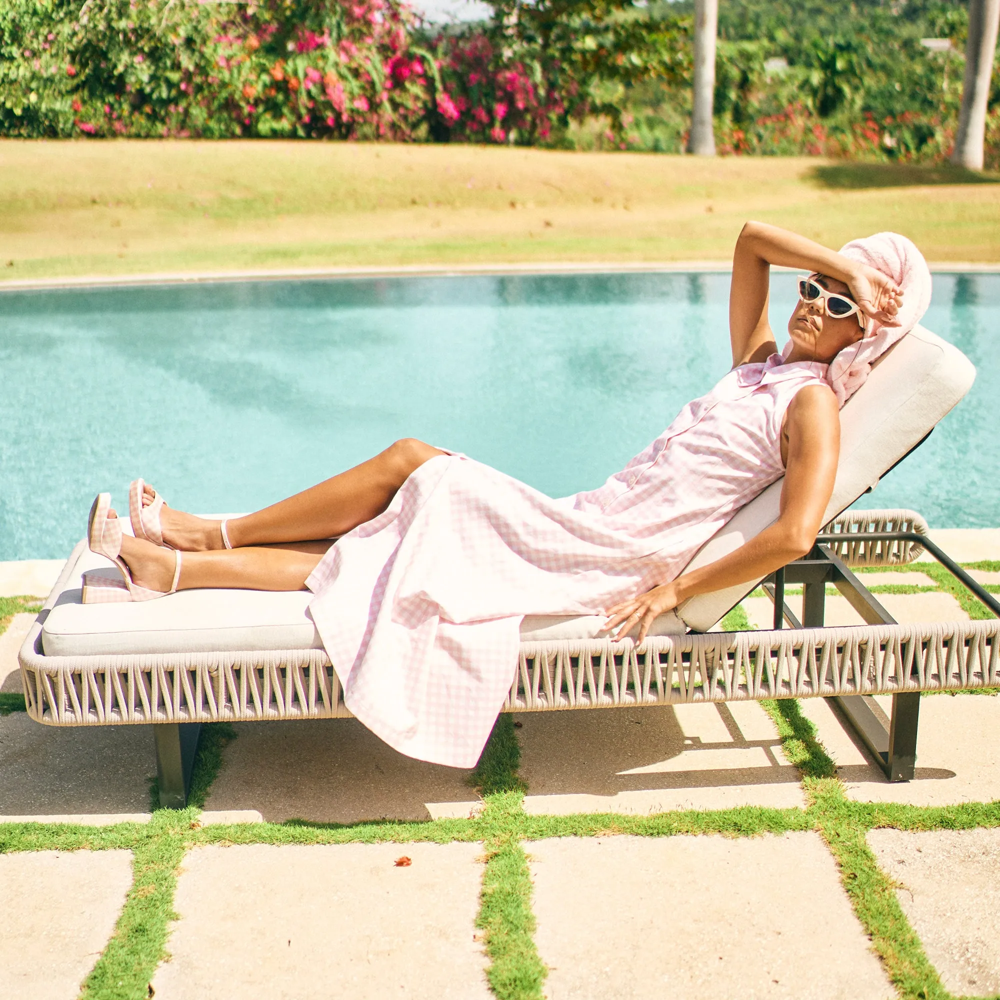 Foot Care PANDRO X BYRDIE GOLF HEELS PINK PLAID GINGHAM