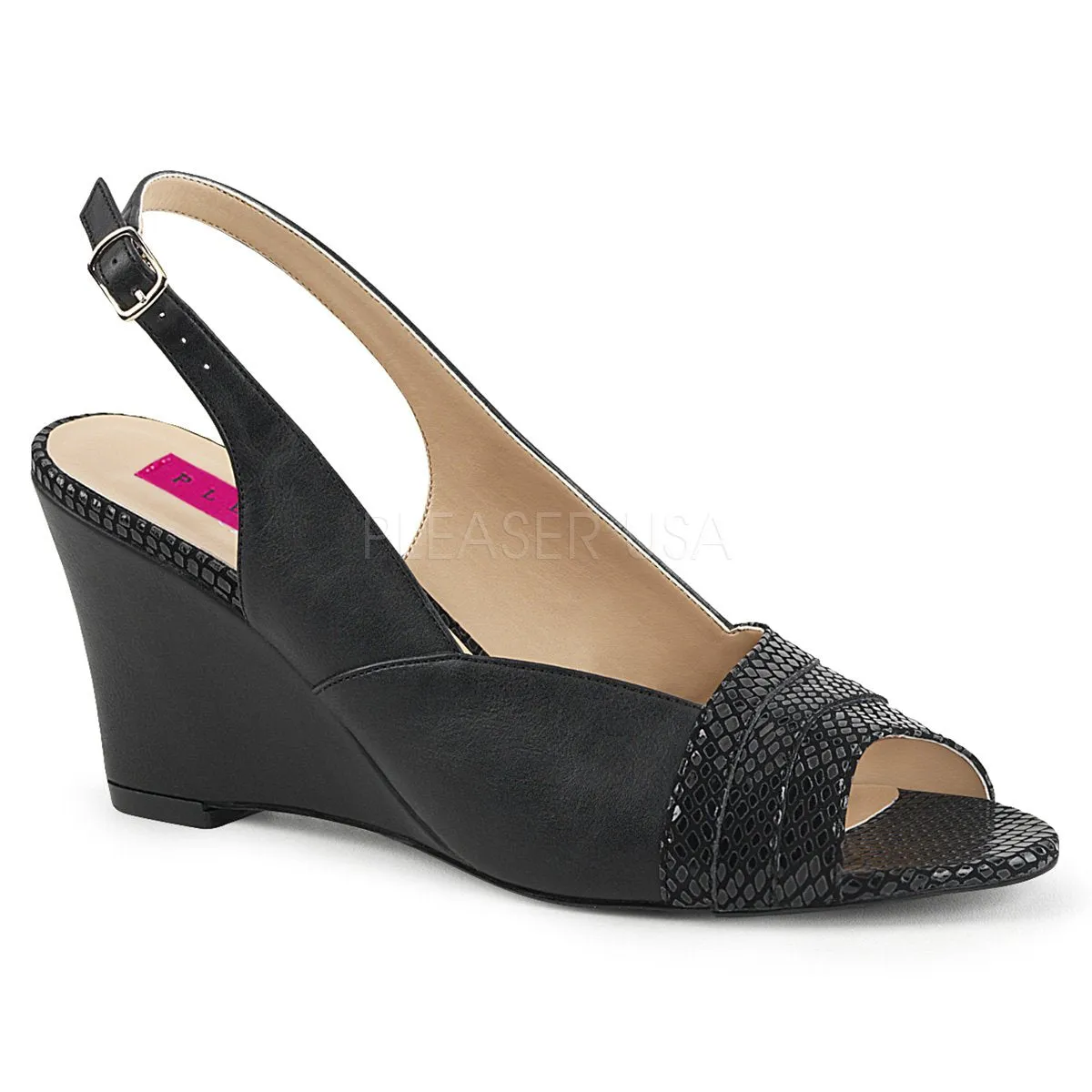 Slingback Wedge Peep Toe Sandal Shoes 3-inch Heel 3-colors KIMBERLY-01SP