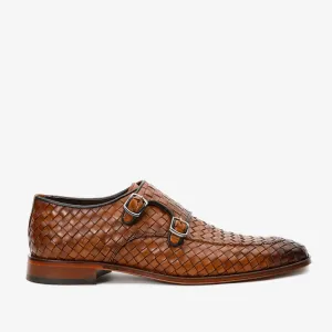 The Turan Brown Woven Double Monk Strap Dress Men Shoe Prime Step Modern Lifestyle