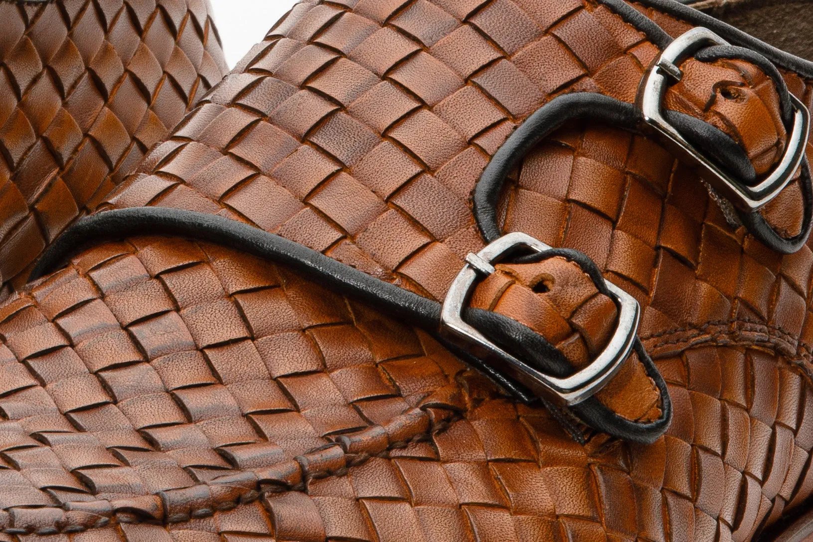 Toe Space Master Cut The Turan Brown Woven Double Monk Strap Dress Men Shoe