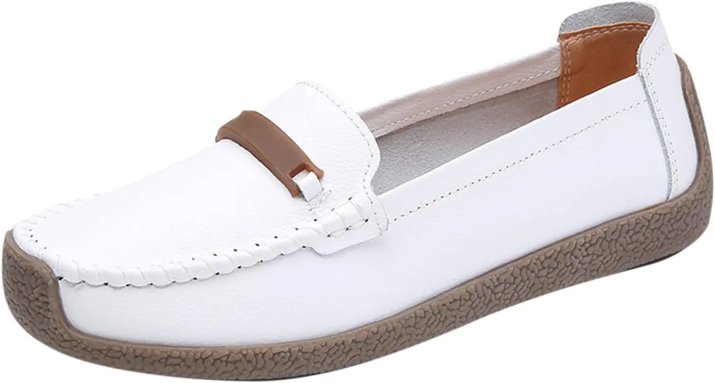 Slip On Women Comfort Walking Flat Loafers Casual Shoes Driving Loafers Walking Shoes for Casual Shoes for Men Combo (White, 8)
