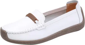 Slip On Women Comfort Walking Flat Loafers Casual Shoes Driving Loafers Walking Shoes for Casual Shoes for Men Combo (White, 8)