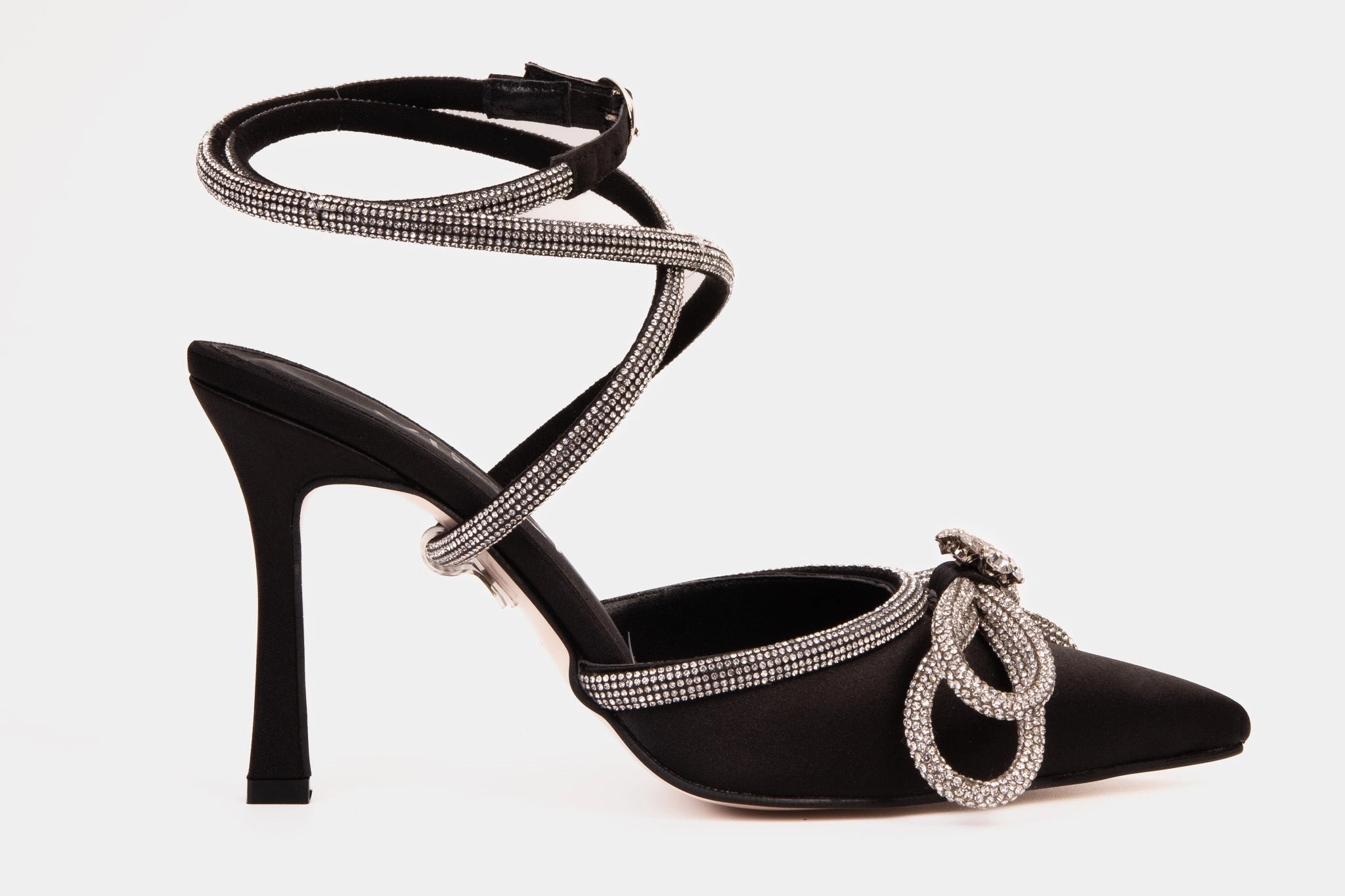 snowy - day shoes Ultra-soft feel The Floransa Black Leather Pointy Toe Ankle Strap Women Sandal Final Sale!