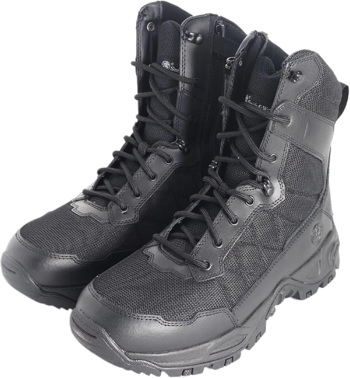 Smith & Wesson Men's Scout 8" Hot Weather Nylon Military Tactical Boots Side Ziper Work Combat Trooper Leather Boots