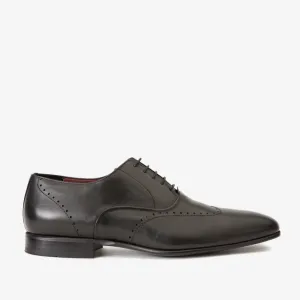 The Roma Black Leather Wingtip Oxford Men Shoe Bride Shade Modern Routine