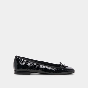 ANISA BALLET FLATS NOIR EMBOSSED LEATHER - re:vita Boat Mood