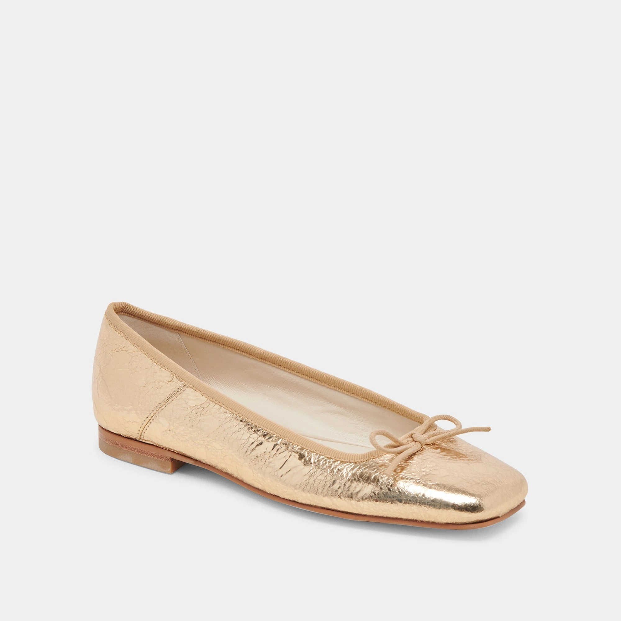 Wave Path Comfortable Wear ANISA BALLET FLATS GOLD DISTRESSED LEATHER - re:vita