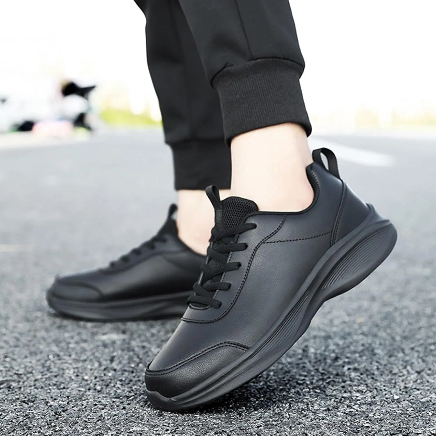 Sneakers for Women Leather Suede Casual Lace Up Non-Slip Walking Shoes Comfortable Tennis Running Shoes