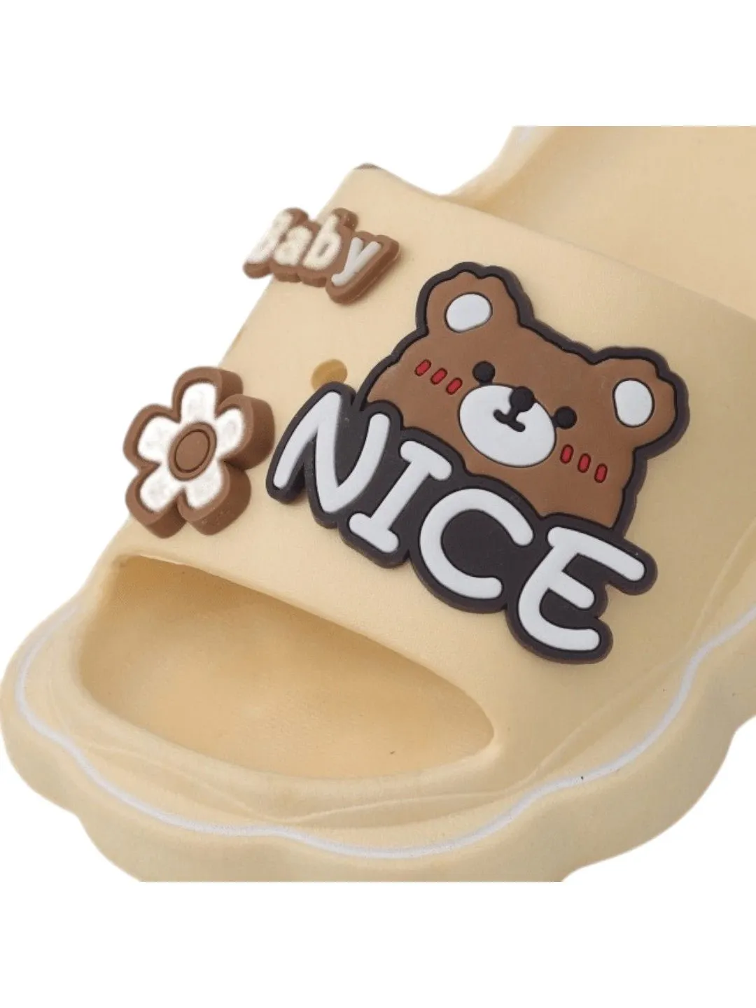 Snuggly Baby Bear Beige Slides - Tiny Toes' Cozy Companion