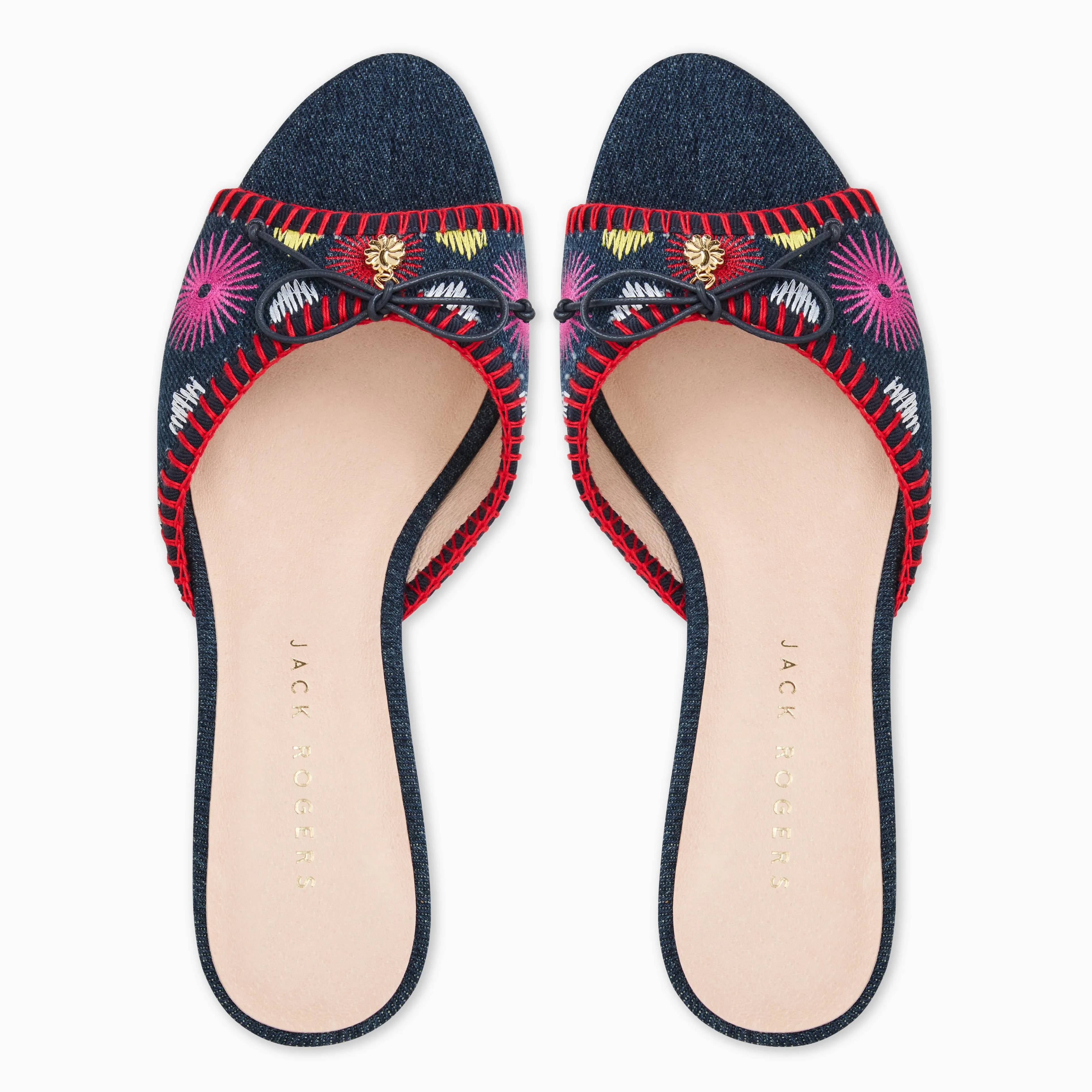 Velma Flower Denim Mid Heel Bold Style Premium Pumps