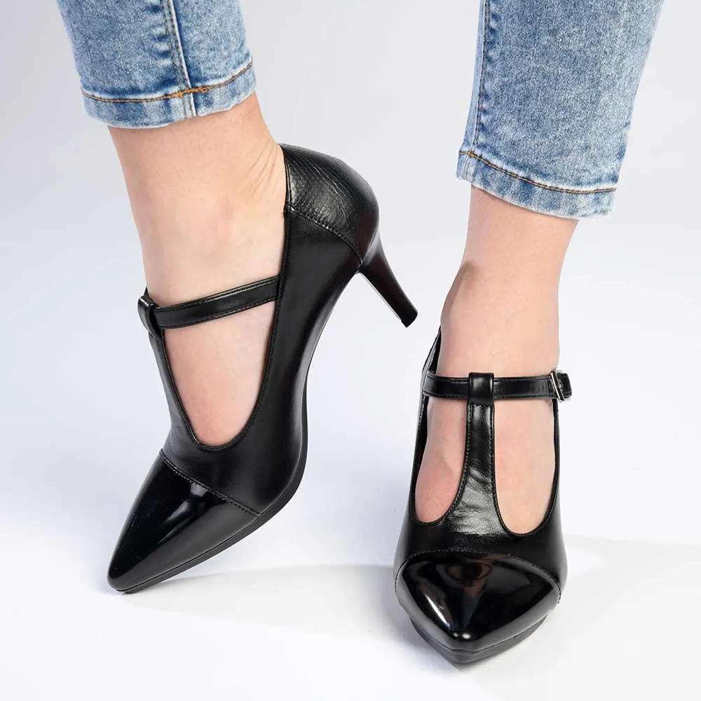 Soft Style Hush Puppies Phoenix Court Heel - Black