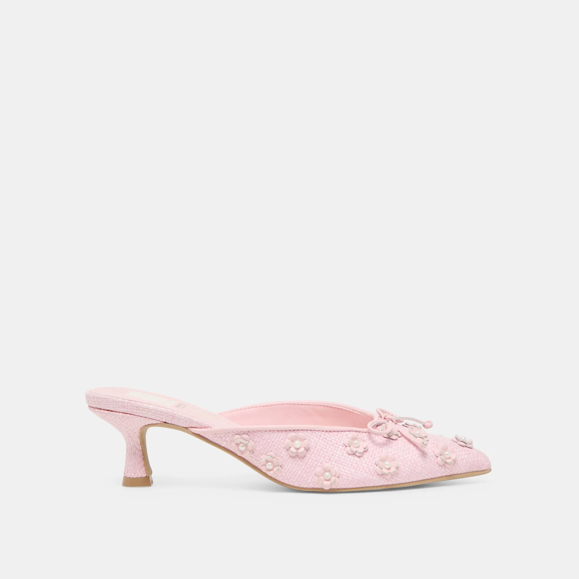 CAMILO X BYRDIE GOLF WIDE HEELS PINK RAFFIA Wide fit