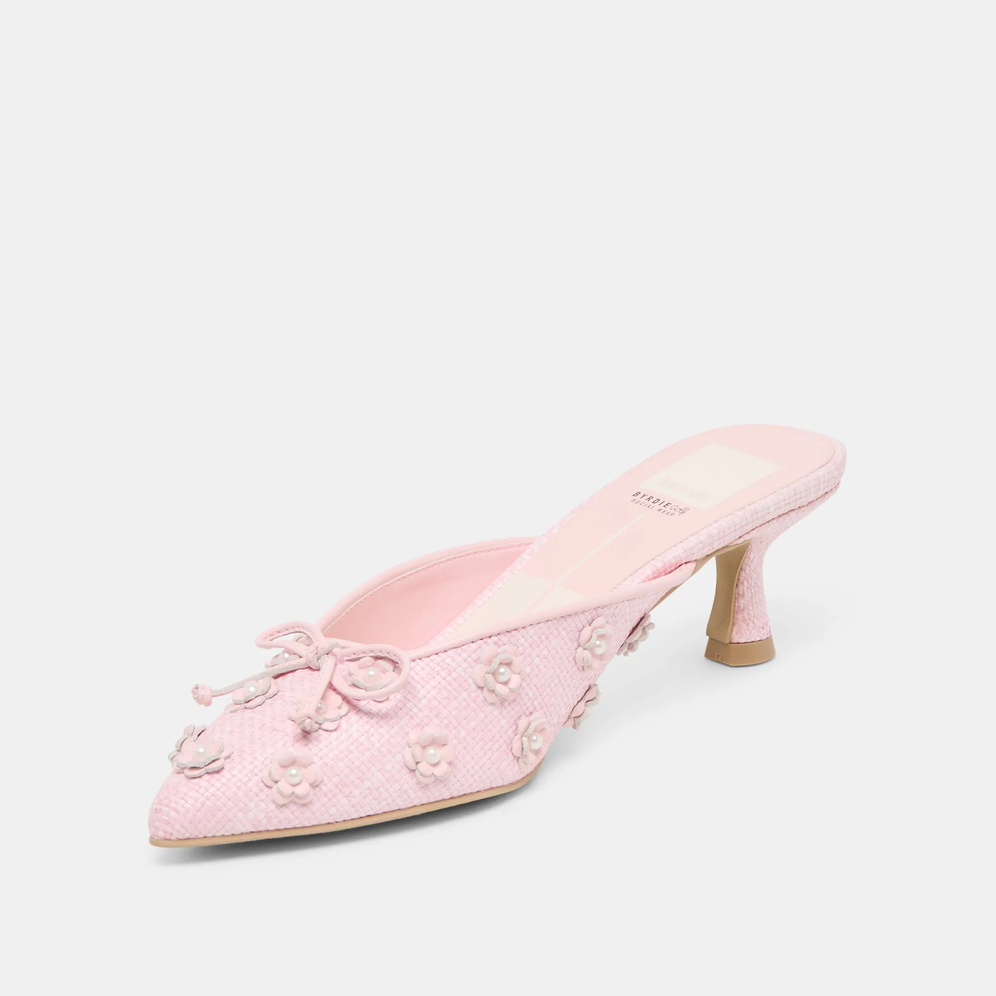 Elegant CAMILO X BYRDIE GOLF WIDE HEELS PINK RAFFIA