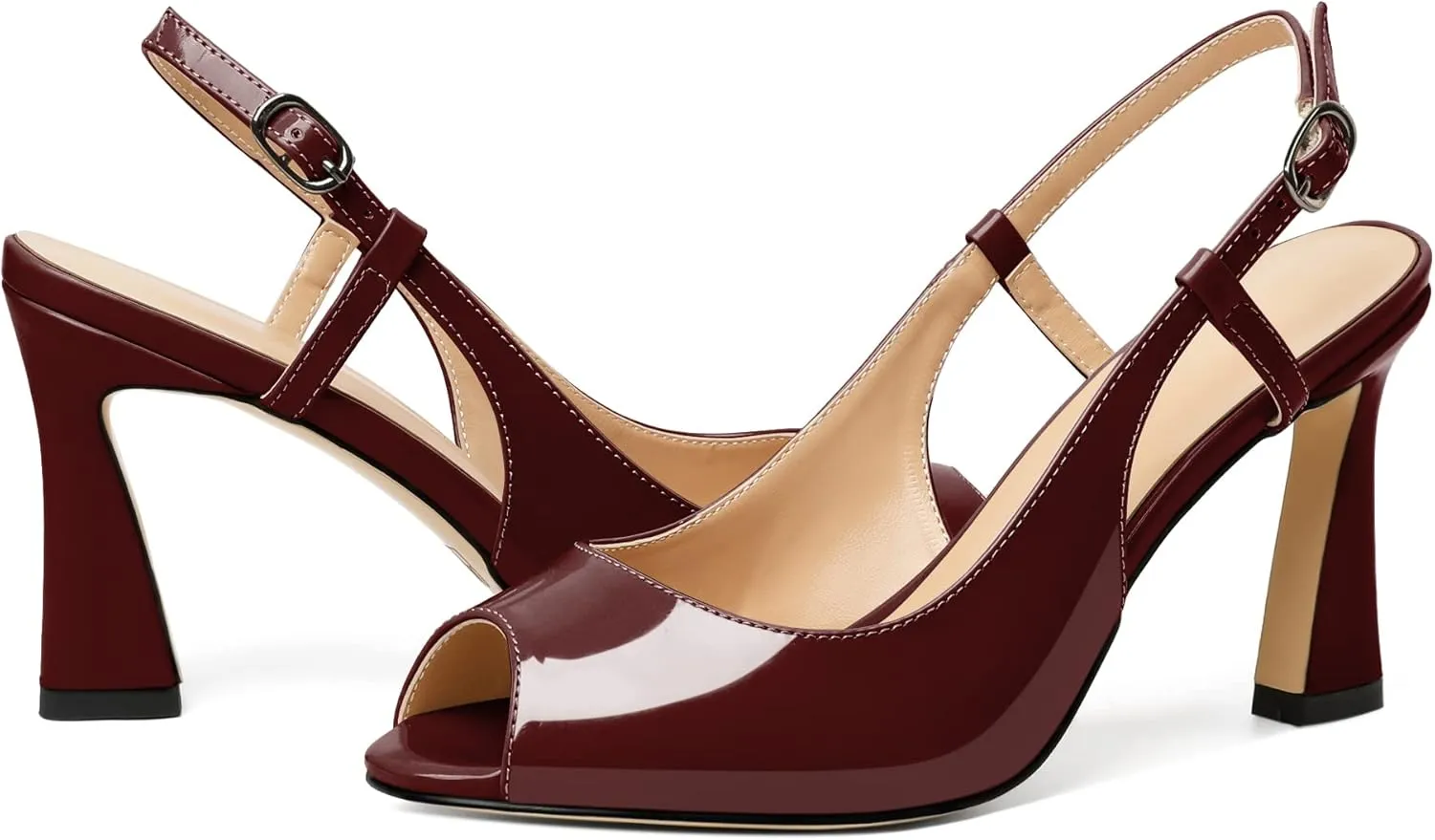 Soireelady Women High Heel Sandals Peep Toe Spool High Heels Slingback Pumps Sexy Stilettos Summer Heels for Party Wedding Evening