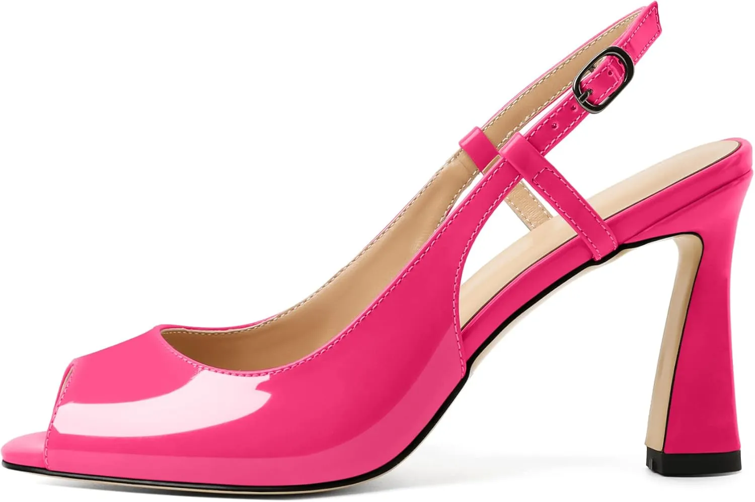Soireelady Women High Heel Sandals Peep Toe Spool High Heels Slingback Pumps Sexy Stilettos Summer Heels for Party Wedding Evening