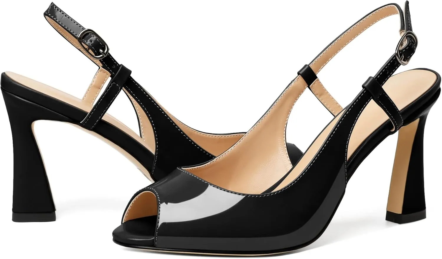 Soireelady Women High Heel Sandals Peep Toe Spool High Heels Slingback Pumps Sexy Stilettos Summer Heels for Party Wedding Evening